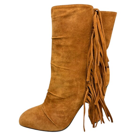 Giuseppe Zanotti Fringe Boots - size 38.5 – Labellov Giuseppe Zanotti Bourbon Suede Boho Rocker Fringe‎ Boot